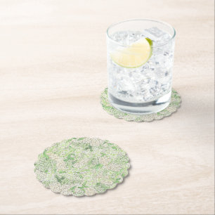 Posavasos De Papel Escudo de hidrangea blanca y verde acuarela