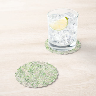 Posavasos De Papel Escudo de hidrangea blanca y verde acuarela