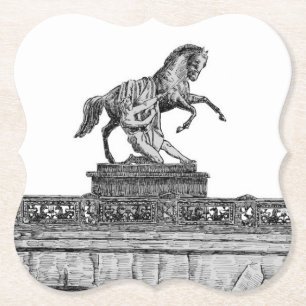Posavasos De Papel Escultura de caballo vintage en el puente de Anich