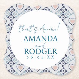 Posavasos De Papel Eso es Azulejos y Corazones Italianos Amore