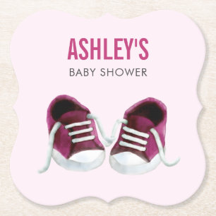 Posavasos De Papel Espectro Rosado Baby Shower Coaster, Papelera