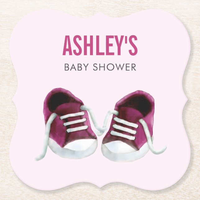 Posavasos De Papel Espectro Rosado Baby Shower Coaster, Papelera (Anverso)