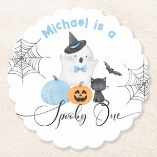 Posavasos De Papel Espeluznante Boo azul de cumpleaños de Halloween