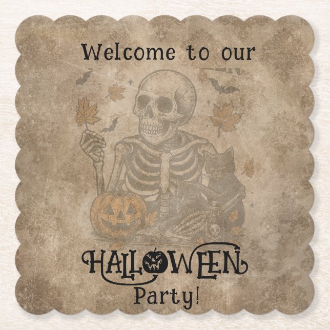 Posavasos De Papel Espeluznante fiesta de Halloween (Anverso)