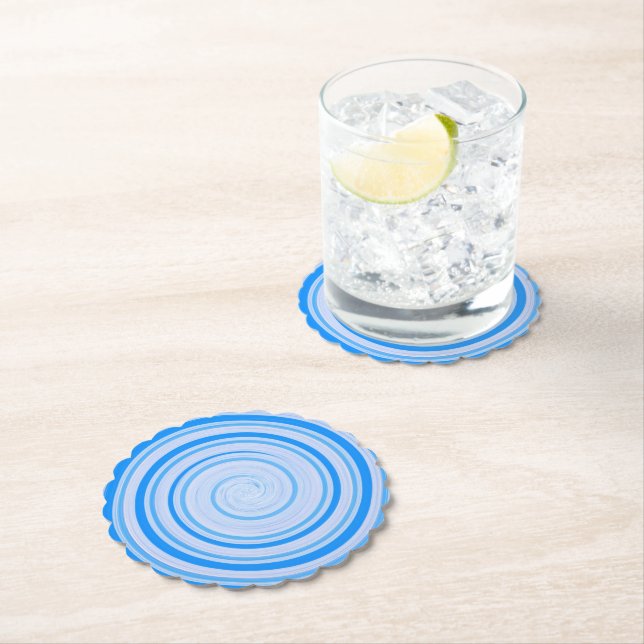 Posavasos De Papel Espiral blanca y azul (In situ)