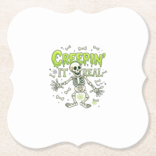 Posavasos De Papel Esqueleto de Halloween Huesos de Araña Tejiendo Re