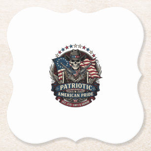 Posavasos De Papel Esqueleto Patriótico Vaquero Patriota Oscuro Esque