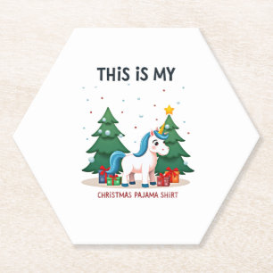 Posavasos De Papel Esta es Mi Camisa de Pijama de Navidad Unicornio P