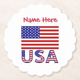 Posavasos De Papel Estados Unidos Estados Unidos Bandera Roja Persona