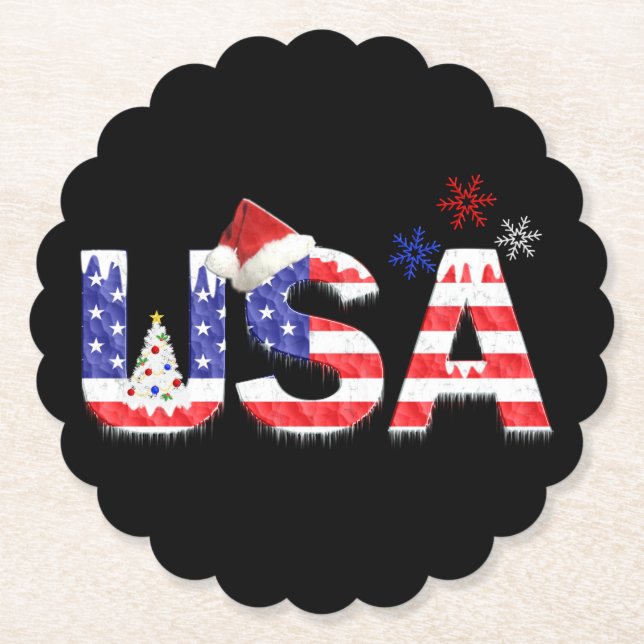 Posavasos De Papel Estados Unidos para Navidades (Anverso)