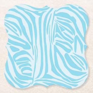 Posavasos De Papel Estampado de cebra azul y blanco en negrita