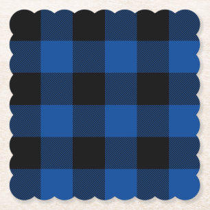 Posavasos De Papel Estilo Clásico Azul y Negro de Cuadro de Búfalo