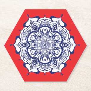 Posavasos De Papel Estilo de China azul con criaturas