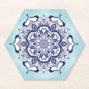 Posavasos De Papel Estilo de China azul con criaturas