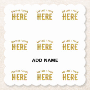 POSAVASOS DE PAPEL ESTILOSO MODERNO PERSONALIZABLE BLANCO VERIFICADO