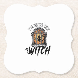 Posavasos De Papel Estoy Con La Bruja Vintage Halloween