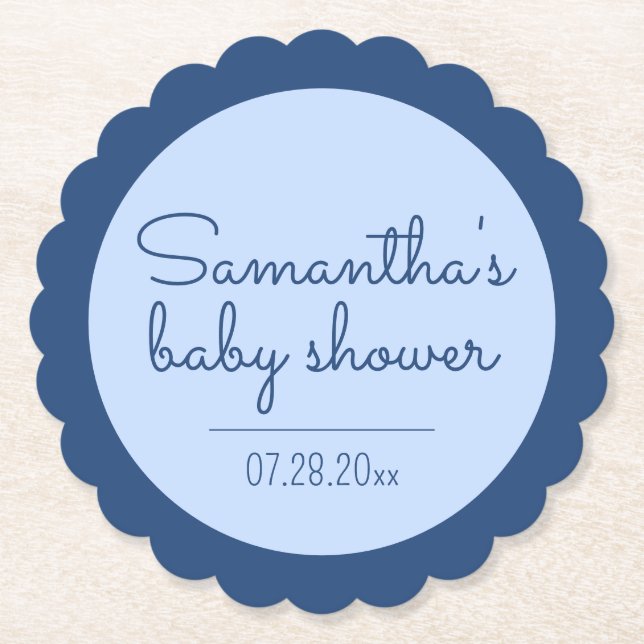 Posavasos De Papel Estúmulo Baby Shower azul (Anverso)