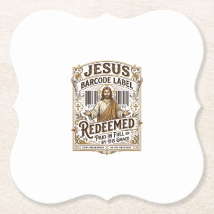 Posavasos De Papel Etiqueta de código de barras de Jesús redimido Jes
