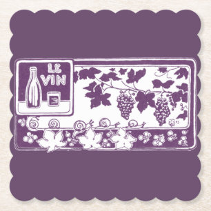 Posavasos De Papel Etiqueta de Vino Francés Antiguo   Viñedo Rústico