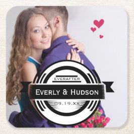 Posavasos De Papel Etiqueta moderna de foto Boda personalizada
