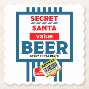 Posavasos De Papel Etiquetas Divertidas de Cerveza de Navidad