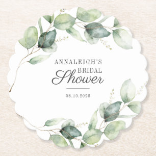 Posavasos De Papel Eucalyptus Greenery Botanic Script Bridal Shower