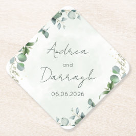 Posavasos De Papel Eucalyptus Wedding Square Paper Coaster 1001A