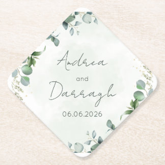 Posavasos De Papel Eucalyptus Wedding Square Paper Coaster 1001A
