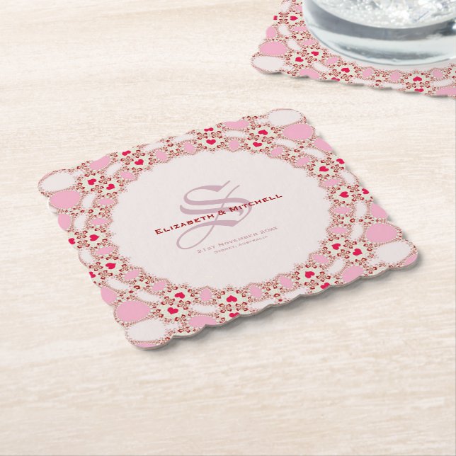 Posavasos De Papel Evento especial de Sweet Love Hearts Lace (En perspectiva)