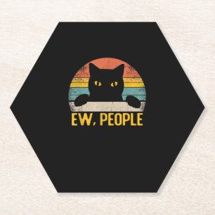 Posavasos De Papel Ew, People Black Cat Vintage Retro - Funny Cat_1