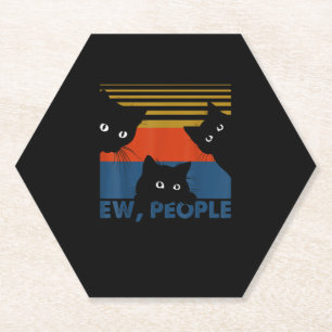 Posavasos De Papel Ew People Retro Cat Funny Vintage Introvertido