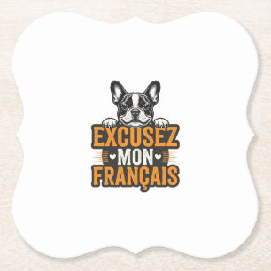 Posavasos De Papel Excusez Mon Franais Bulldog Francés Vintage