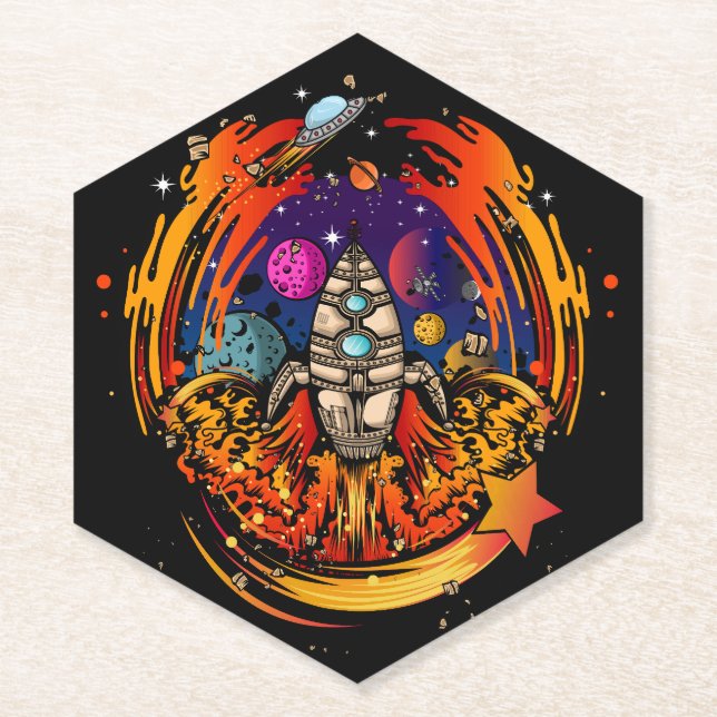 Posavasos De Papel Explosión en el espacio (Anverso)