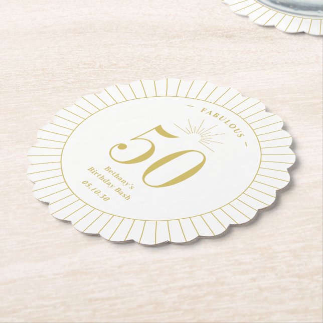 Posavasos De Papel Fabuloso Aniversario del Boda del Partido del Cump (En perspectiva)