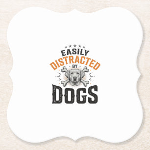 Posavasos De Papel Fácilmente Distraído Por Perros Diseño Vintage Ama