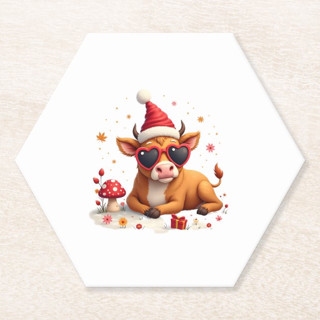 Posavasos De Papel Fall Highland Cow Pumpkin Bow Christmas Girls Kids (Anverso)