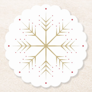 Posavasos De Papel Falso copo de nieve elegante del rojo del oro