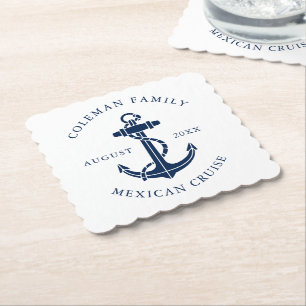 Posavasos De Papel Familia de Ancla de Barco Náutico Crucero Personal