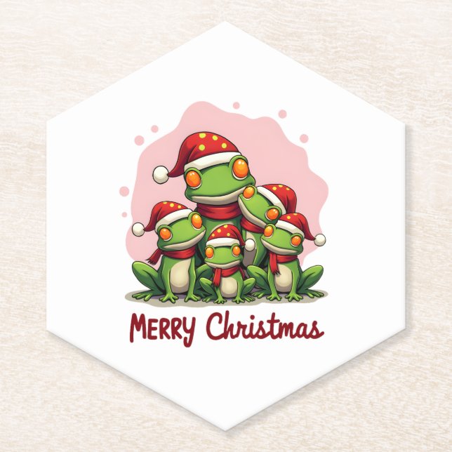 Posavasos De Papel Family christmas frogs (1) (Anverso)