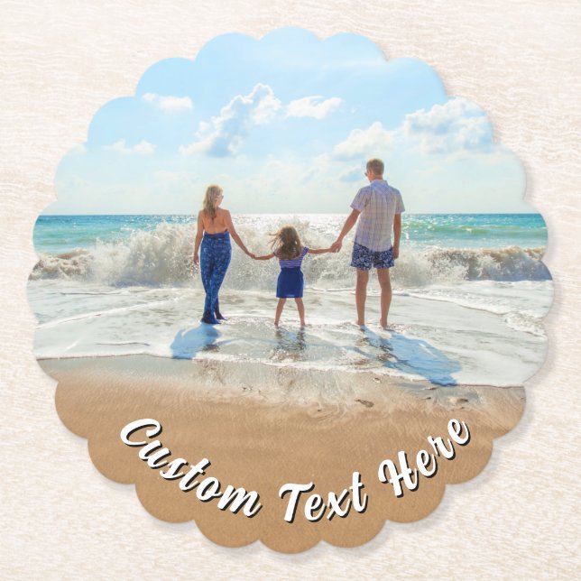 Posavasos De Papel Family Photo Paper Coaster Personalized Text (Anverso)
