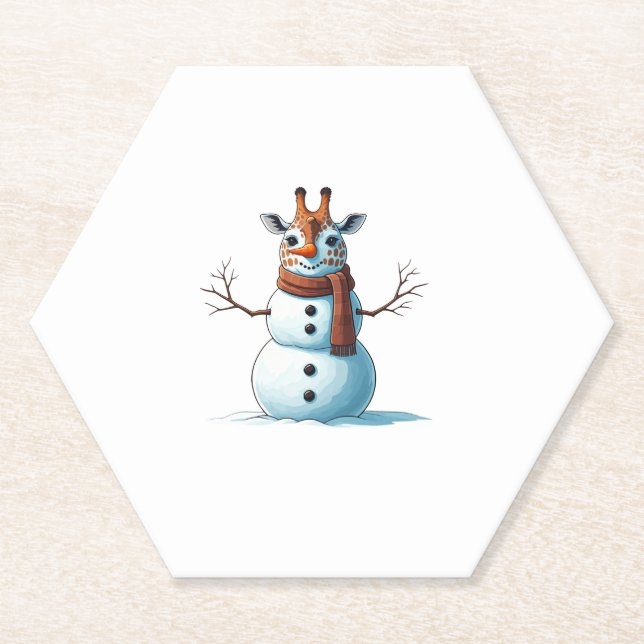 Posavasos De Papel Famosa jirafa Snowman Scarf Navidades mujeres homb (Anverso)
