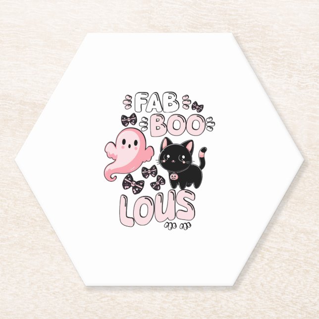 Posavasos De Papel Famoso Gantador Rosa Halloween Spooktacular Cat Fa (Anverso)