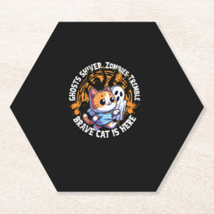 Posavasos De Papel Famoso gato valiente caminando fantasma asustado q