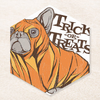 Posavasos De Papel Famoso truco de Bulldog francés o trata Halloween