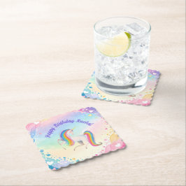 Posavasos De Papel Fantasia Colorida Unicornio