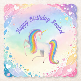 Posavasos De Papel Fantasia Colorida Unicornio