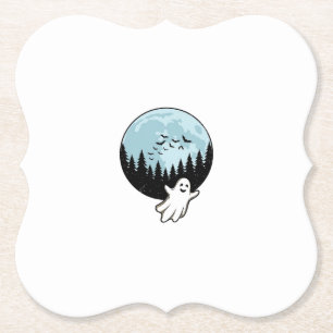 Posavasos De Papel Fantasma de Halloween Bosque Espeluznante Luna Vin