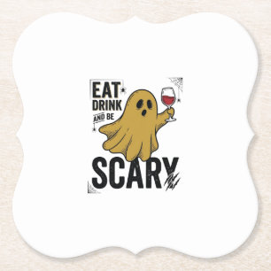 Posavasos De Papel Fantasma de Halloween Come Bebe Y Sé Espantoso Vin