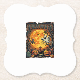 Posavasos De Papel Fantasma de Halloween Luna Llena Linternas de Jack