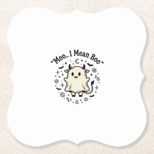 Posavasos De Papel Fantasma de vaca linda diseño vintage de Halloween